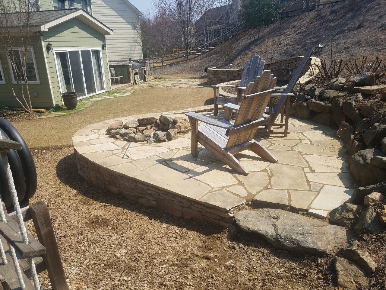 Flagstone Patio with Fire Pit