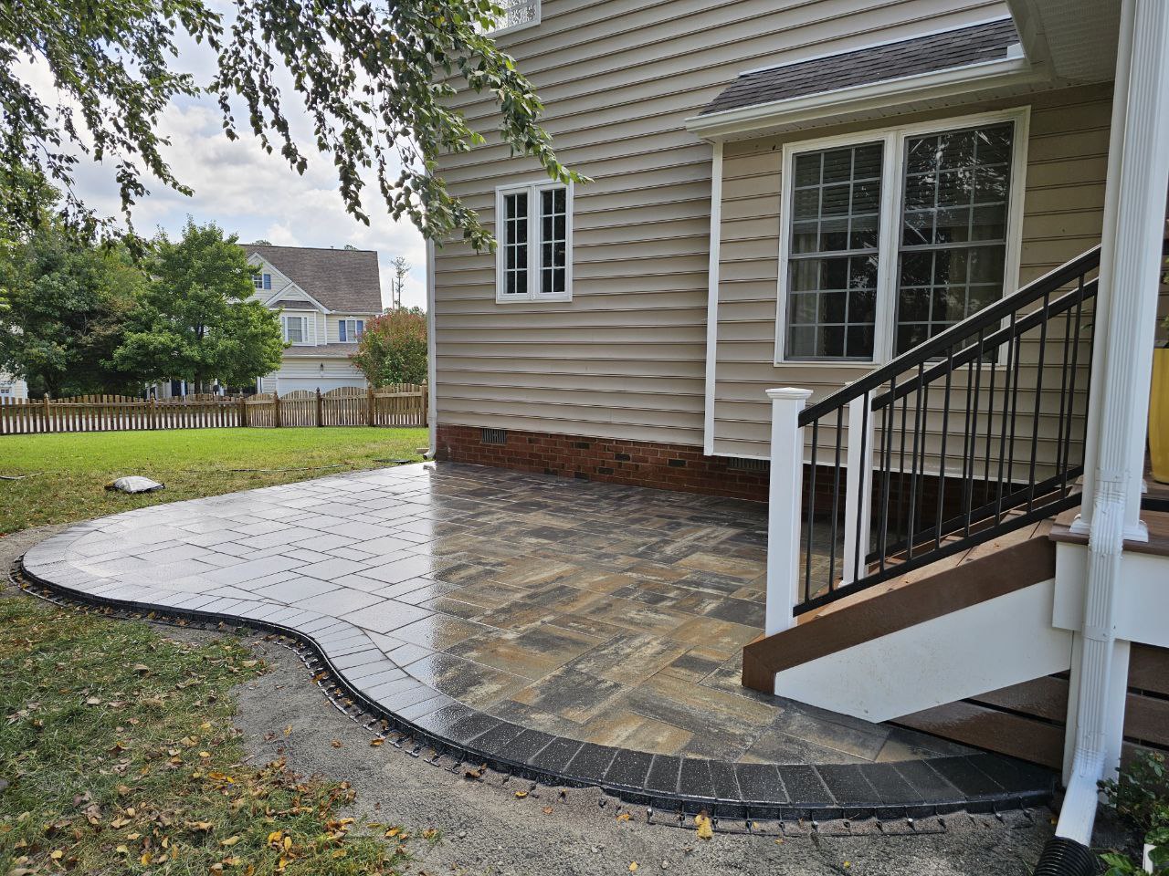 Curved Paver Patio — Side View